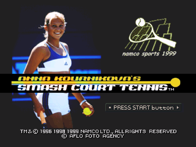 Anna Kournikova's Smash Court Tennis title screen for Playstation